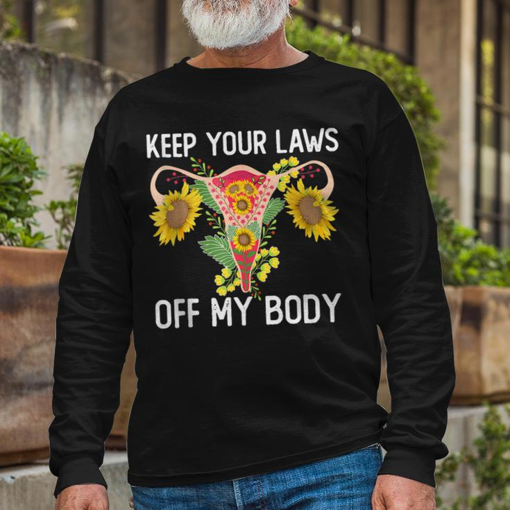 Pro Choice Keep Your Laws Off My Body Sunflower Long Sleeve T-Shirt Gifts for Old Men