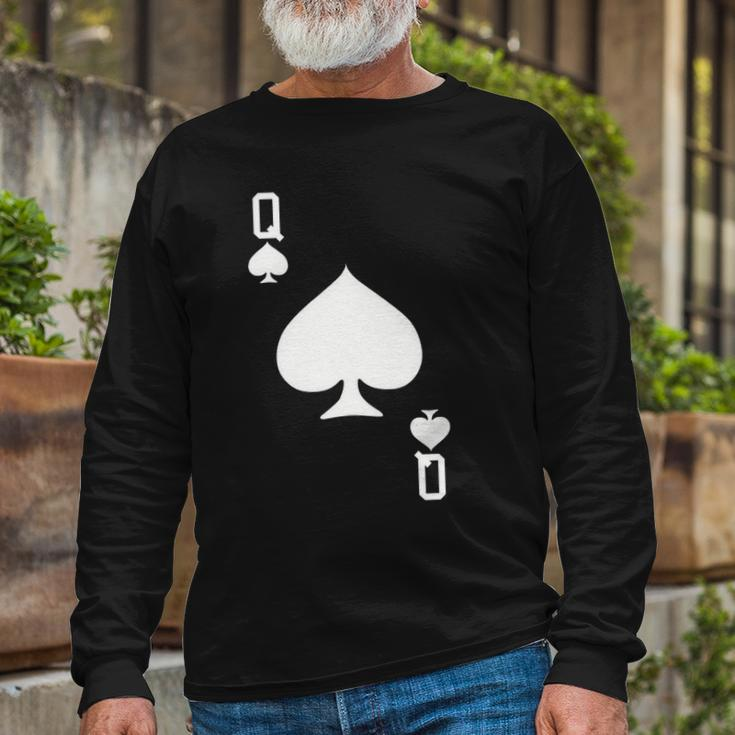 Queen Spades Card Halloween Costume Dark Long Sleeve T-Shirt T-Shirt Gifts for Old Men