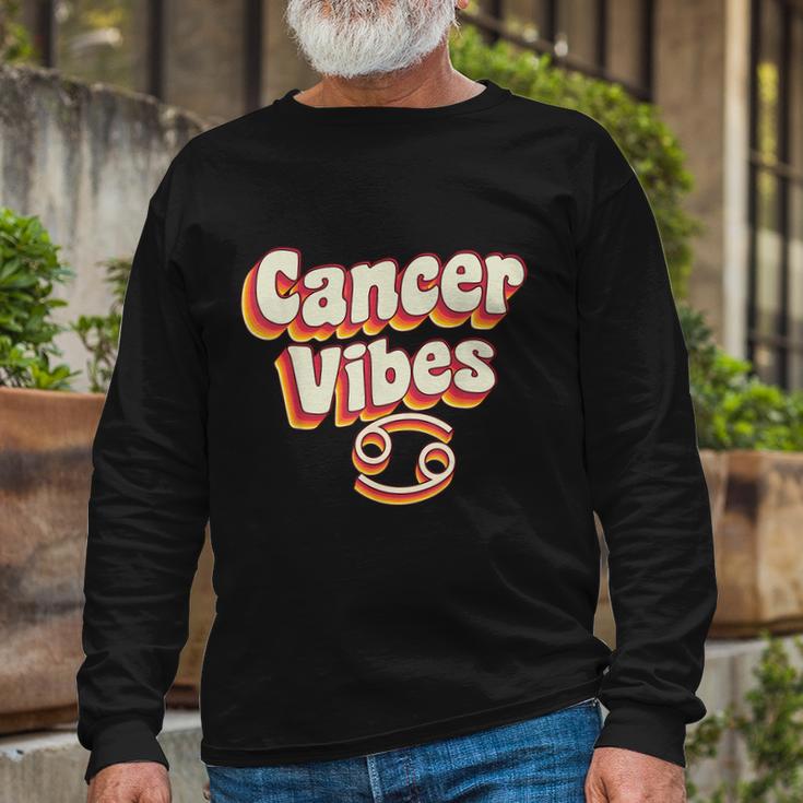 Retro Astrology June & July Birthday Cancer Zodiac Sign Long Sleeve T-Shirt Gifts for Old Men