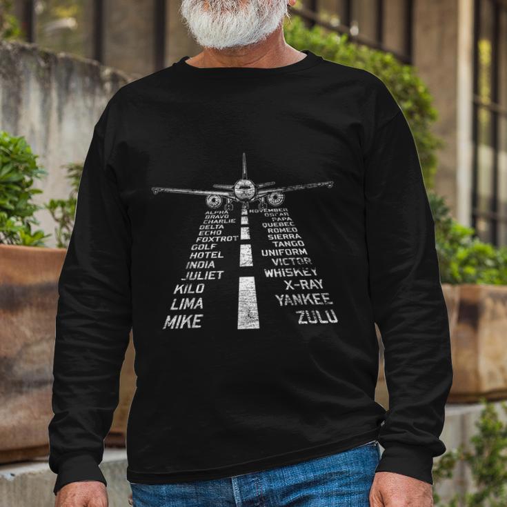 Retro Distressed Aviation Plane Pilot Long Sleeve T-Shirt Gifts for Old Men