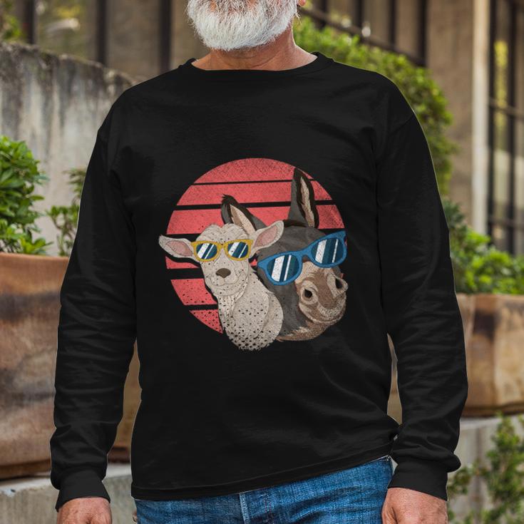 Retro Farm Animal Lover Cool Goat Sunglasses Donkey Farm Meaningful Long Sleeve T-Shirt Gifts for Old Men