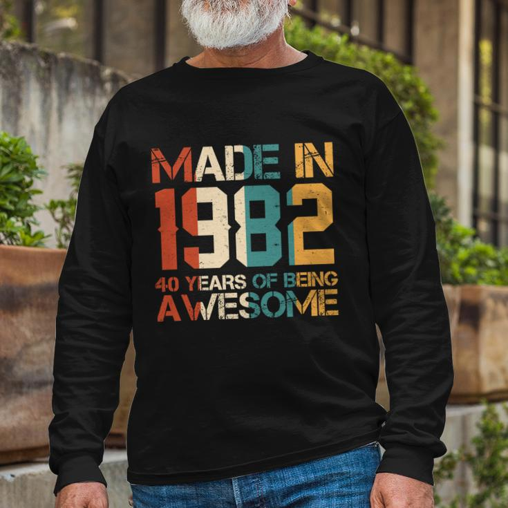 Retro Made In 1982 40 Years Of Being Awesome Birthday Long Sleeve T-Shirt Gifts for Old Men