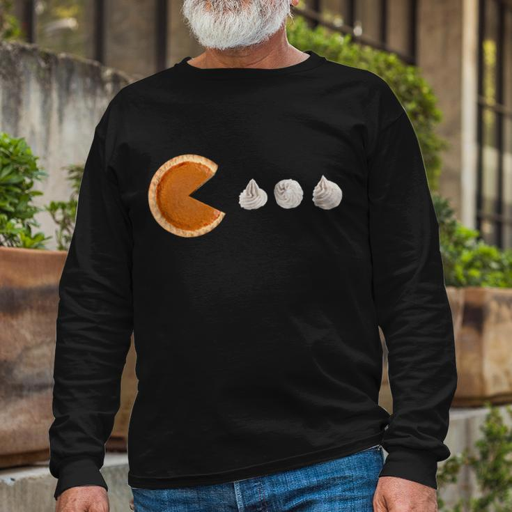 Retro Pumpkin Pie Thanksgiving Game Tshirt Long Sleeve T-Shirt Gifts for Old Men