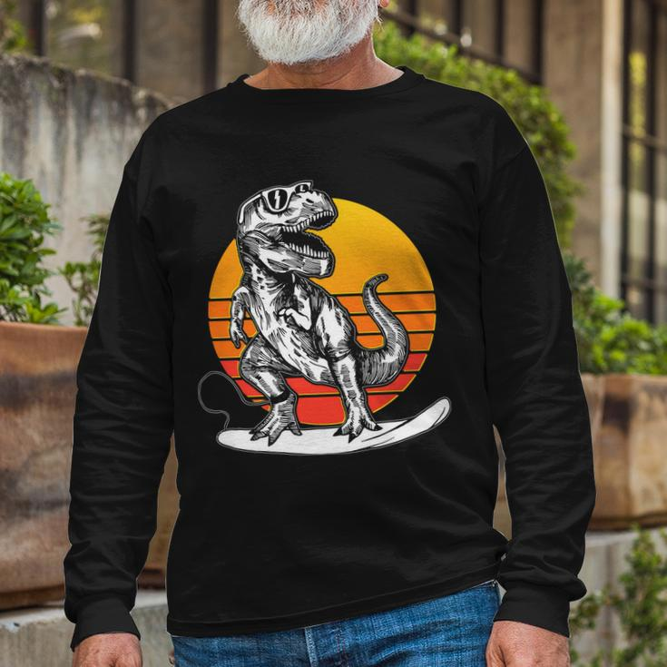 Retro Surfing Trex Long Sleeve T-Shirt Gifts for Old Men