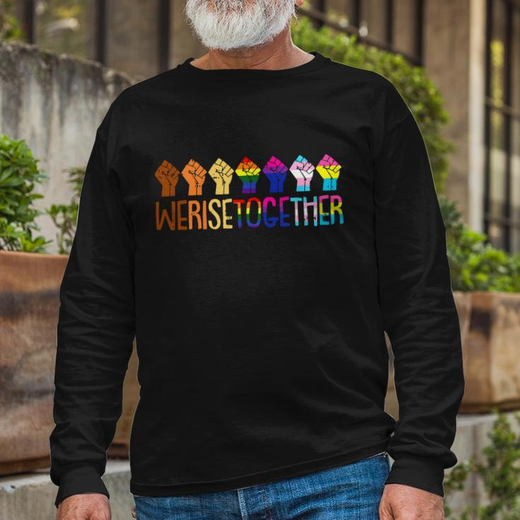 We Rise Together Black Lgbt Raised Fist Pride Equality Long Sleeve T-Shirt Gifts for Old Men