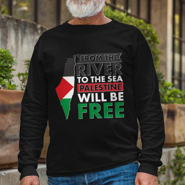 From The River To The Sea Palestine Will Be Free Tshirt Long Sleeve T-Shirt Gifts for Old Men