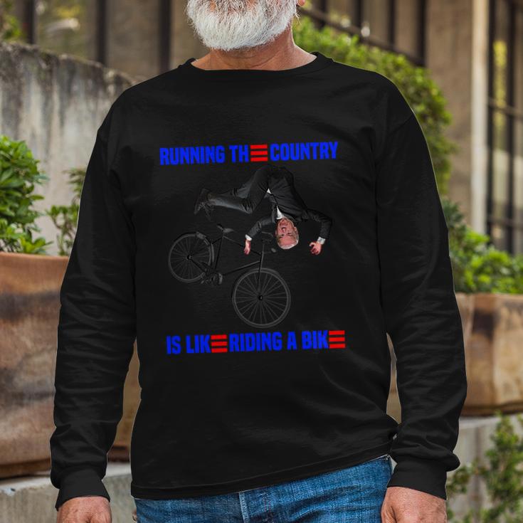 Running The Country Is Like Riding A Bike Biden Bike Long Sleeve T-Shirt Gifts for Old Men