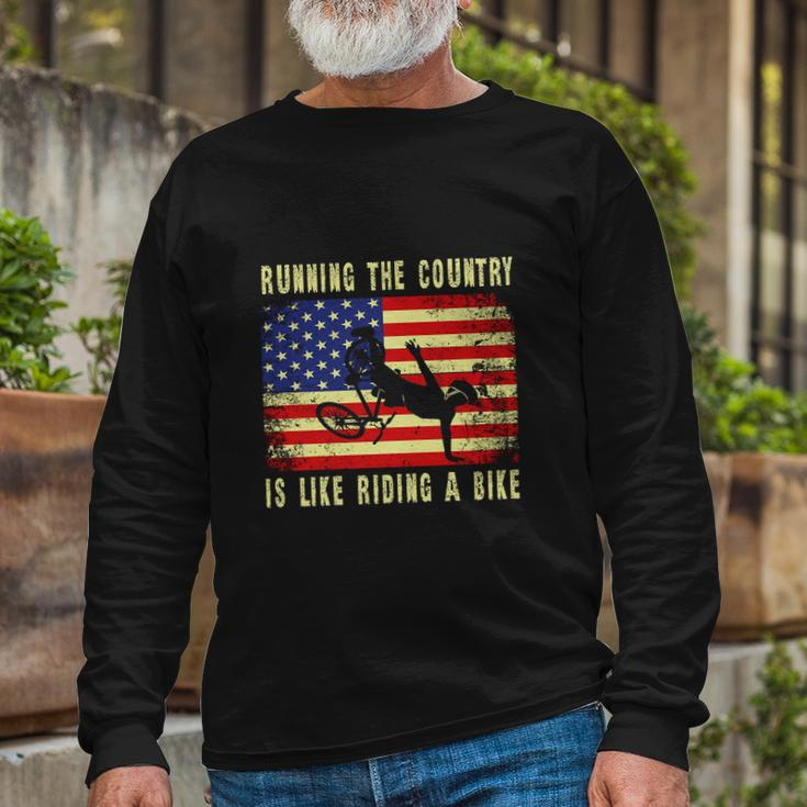 Running The Country Is Like Riding A Bike Joe Biden Meme Long Sleeve T-Shirt Gifts for Old Men