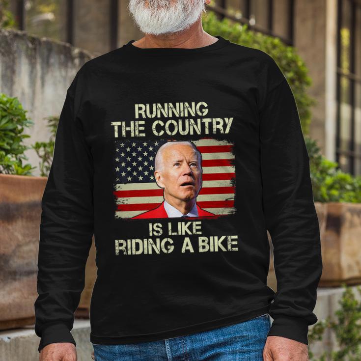 Running The Country Is Like Riding A Bike Long Sleeve T-Shirt Gifts for Old Men