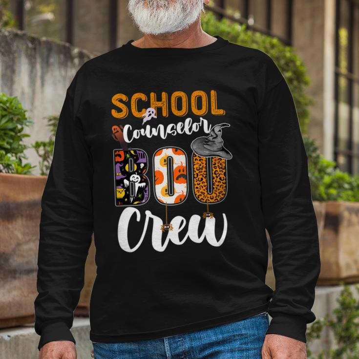 School Counselor Boo Crew Ghost Halloween Matching Long Sleeve T-Shirt Gifts for Old Men