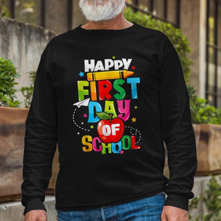 Back To School Teachers Child Happy First Day Of School Long Sleeve T-Shirt Gifts for Old Men
