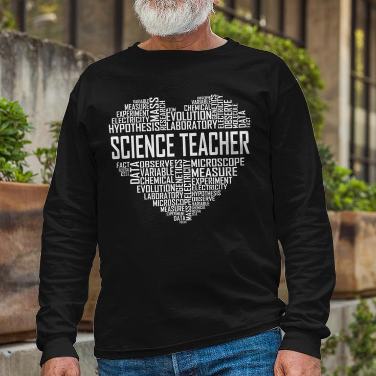 Science Teacher Heart Proud Science Teaching Long Sleeve T-Shirt Gifts for Old Men