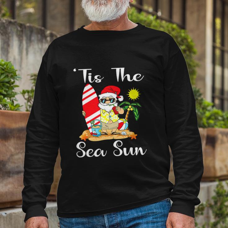 Sea Sun Christmas In July Santa Surfing Lake Party Long Sleeve T-Shirt Gifts for Old Men