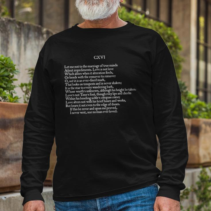 Shakespearian Sonnet-116 Poet Lover Long Sleeve T-Shirt Gifts for Old Men