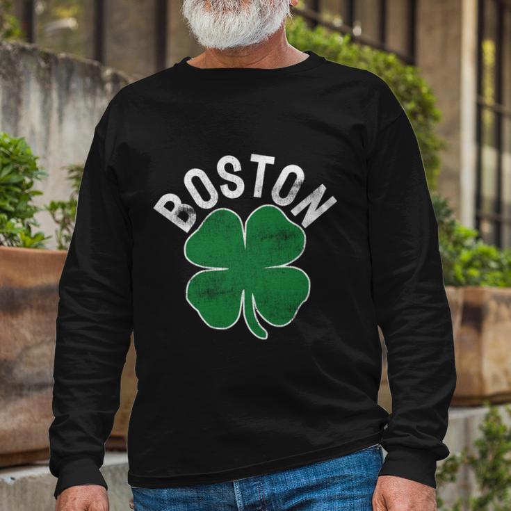 Shamrock Massachusetts Boston St Patricks Day Irish Green Long Sleeve T-Shirt Gifts for Old Men