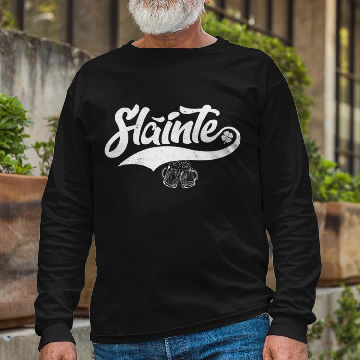 Slainte Irish Cheers Tshirt Long Sleeve T-Shirt Gifts for Old Men