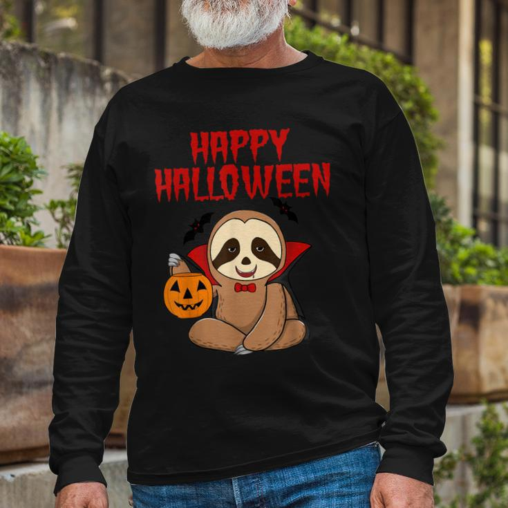 Sloth Halloween Vampire Trick Or Treat Parents Long Sleeve T-Shirt Gifts for Old Men