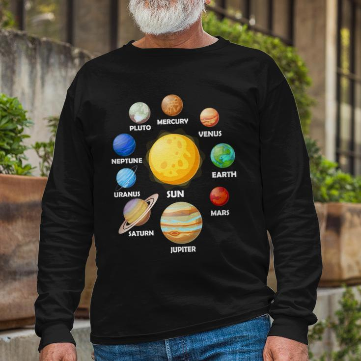 Solar System Planets Sun Mars Long Sleeve T-Shirt Gifts for Old Men