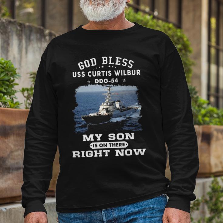 My Son Is On Uss Curtis Wilbur Ddg Long Sleeve T-Shirt Gifts for Old Men