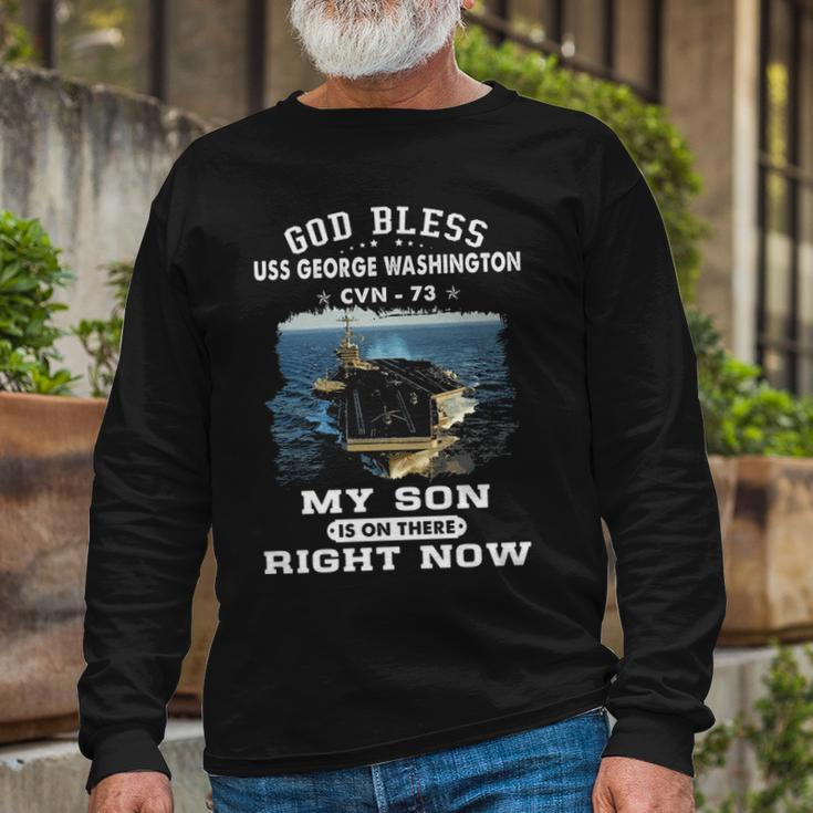 My Son Is On Uss George Washington Cvn Long Sleeve T-Shirt Gifts for Old Men