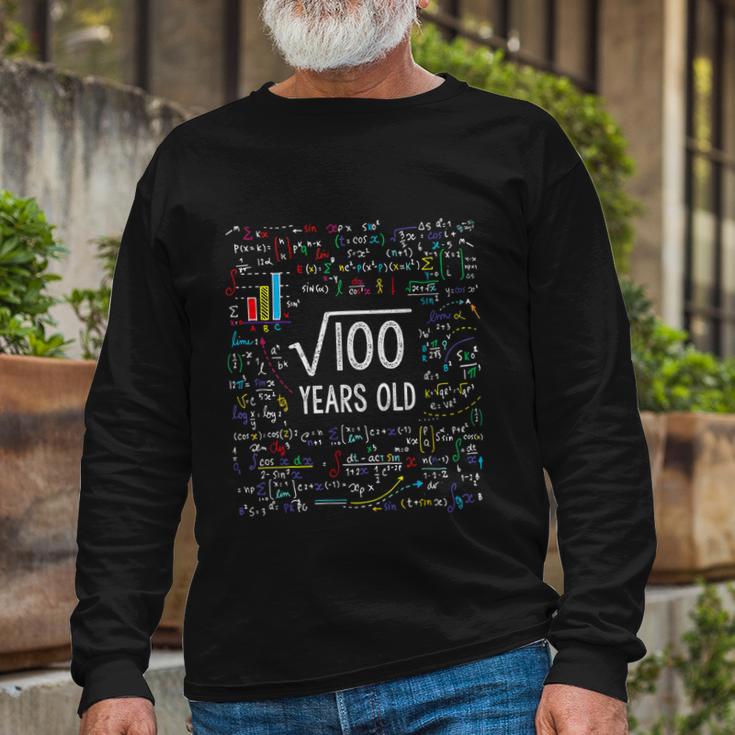 Square Root Of 100 10Th Birthday 10 Year Old Math Bday Tshirt Long Sleeve T-Shirt Gifts for Old Men