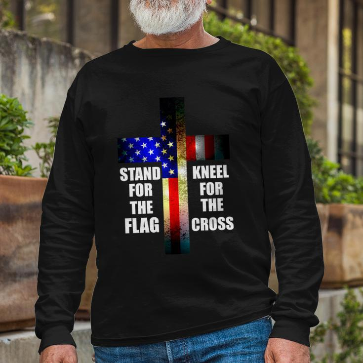 Stand For The Flag Kneel For The Cross Usa Flag Tshirt Long Sleeve T-Shirt Gifts for Old Men