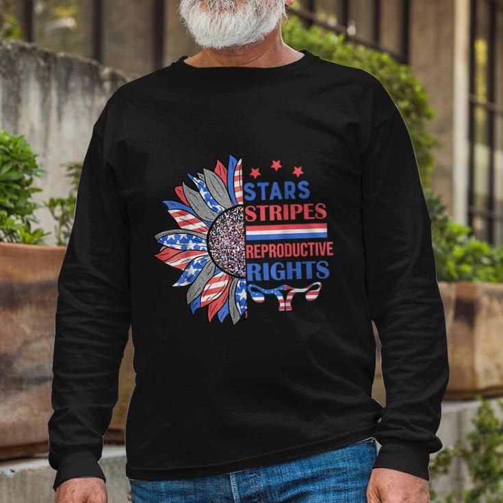 Star Stripes Reproductive Rights America Sunflower Pro Choice Pro Roe Long Sleeve T-Shirt Gifts for Old Men