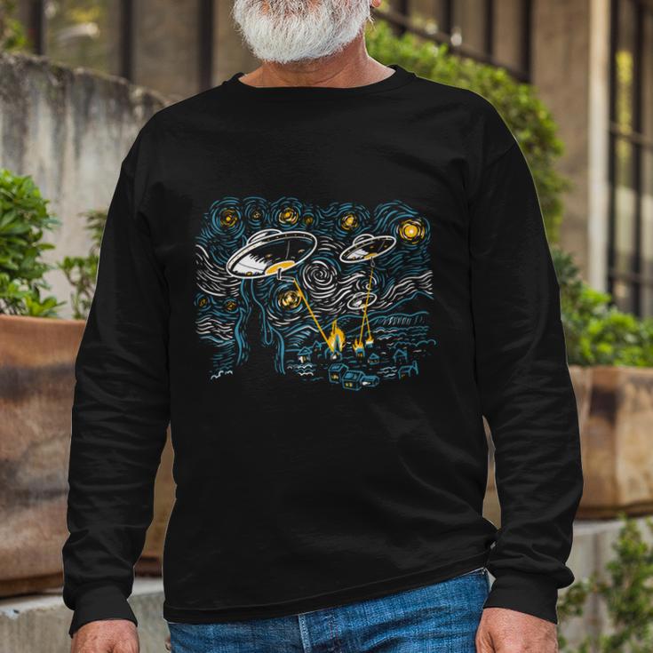 Starry Invasion Tshirt Long Sleeve T-Shirt Gifts for Old Men