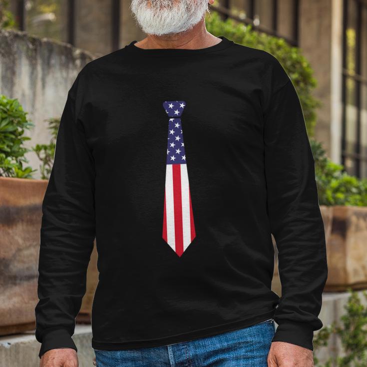 Stars Stripes Usa Flag Colors Tye Graphic 4Th Of July Plus Size Shirt Long Sleeve T-Shirt Gifts for Old Men