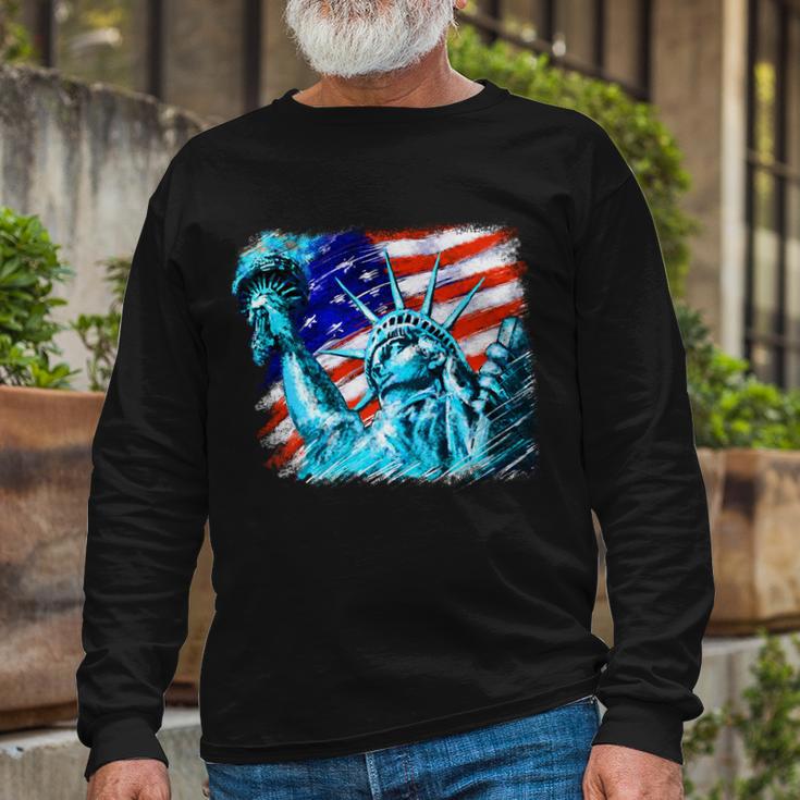 Statue Of Liberty Usa Long Sleeve T-Shirt Gifts for Old Men