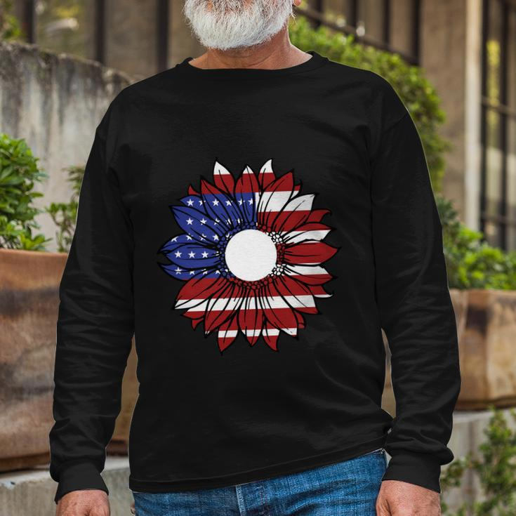 Sunflower American Flag 4Th Of July Independence Day Patriotic Long Sleeve T-Shirt Gifts for Old Men