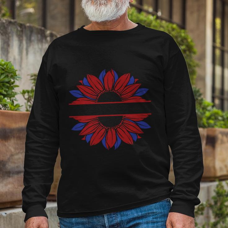 Sunflower American Flag 4Th Of July Independence Day Patriotic V3 Long Sleeve T-Shirt Gifts for Old Men