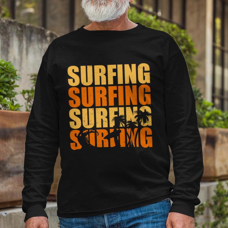 Surfing Retro Beach Long Sleeve T-Shirt Gifts for Old Men