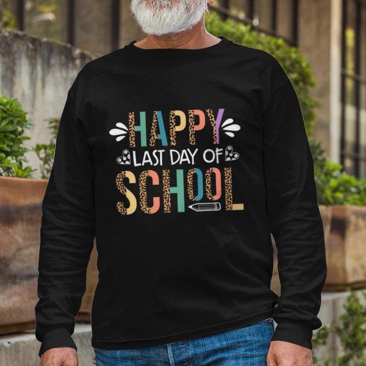 Teacher Graduation Leopard Happy Last Day Of School Long Sleeve T-Shirt Gifts for Old Men