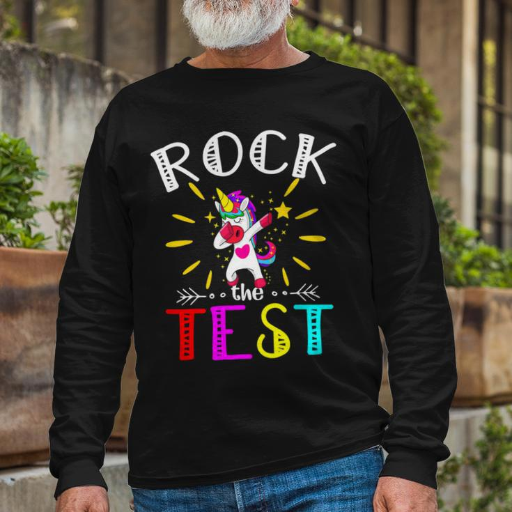 Testing Day Teacher Rock The Test Teaching Students Teachers Long Sleeve T-Shirt Gifts for Old Men
