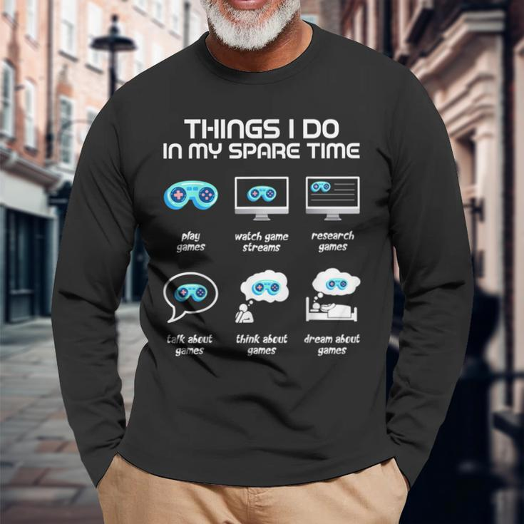 Things I Do In My Spare Time Gamer Gaming Men Women Long Sleeve T-Shirt T-shirt Graphic Print Gifts for Old Men