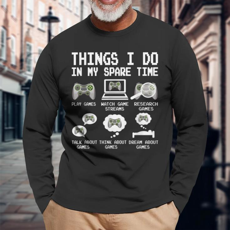 Things I Do In My Spare Time Gamer Video Game Gaming Men Women Long Sleeve T-Shirt T-shirt Graphic Print Gifts for Old Men