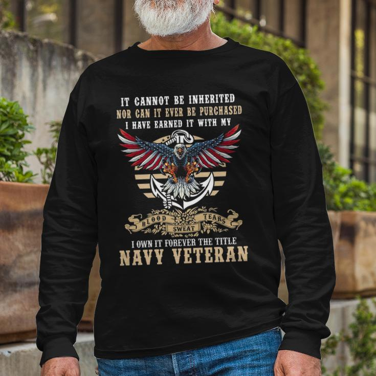 Title Navy Veteran Long Sleeve T-Shirt Gifts for Old Men