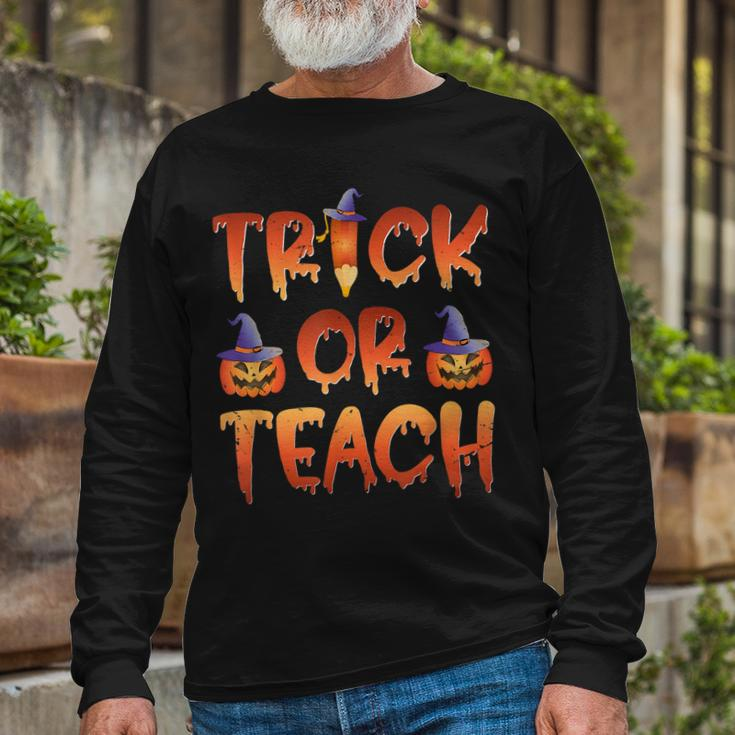 Trick Or Teach Cute Halloween Costume School Teacher Long Sleeve T-Shirt Gifts for Old Men