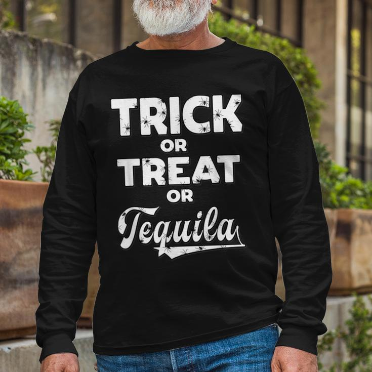 Trick Or Treat Or Tequila Halloween Costume Long Sleeve T-Shirt Gifts for Old Men