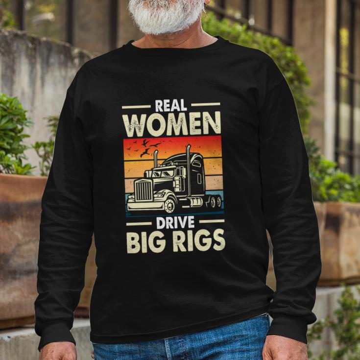 Truck Driver Real Drive Big Rigs Vintage Long Sleeve T-Shirt Gifts for Old Men