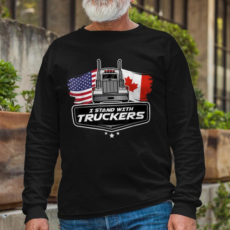 Trucker Trucker Support I Stand With Truckers Freedom Convoy _ V2 Long Sleeve T-Shirt Gifts for Old Men
