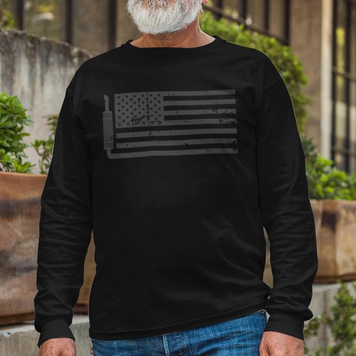 Trucker Truck Driver American Flag With Exhaust Patriotic Trucker_ Long Sleeve T-Shirt Gifts for Old Men