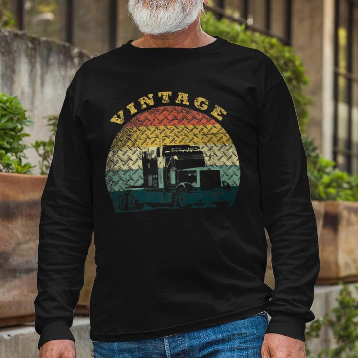 Trucker Truck Driver Vintage Trucker Long Sleeve T-Shirt Gifts for Old Men