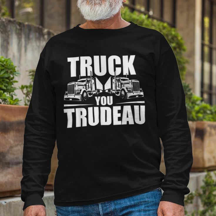 Trucker Truck You Trudeau Canadine Trucker Long Sleeve T-Shirt Gifts for Old Men