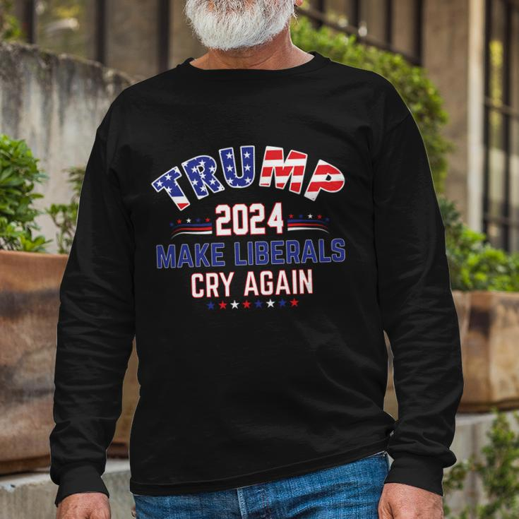 Trump 2024 Make Liberals Cry Again Long Sleeve T-Shirt Gifts for Old Men