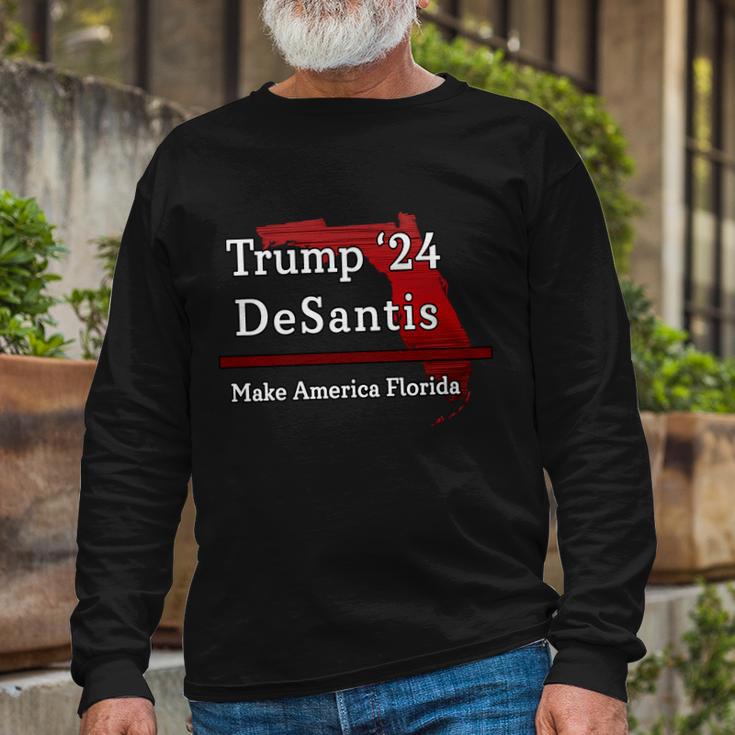 Trump Desantis 2024 Make America Florida State Tshirt Long Sleeve T-Shirt Gifts for Old Men