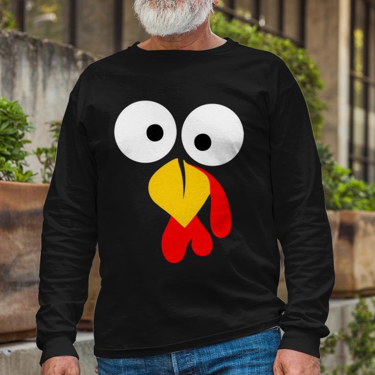 Turkey Face Thanksgiving Day Tshirt Long Sleeve T-Shirt Gifts for Old Men