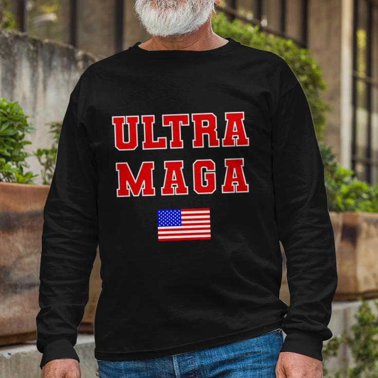 Ultra Maga Varsity Usa United States Flag Logo Tshirt Long Sleeve T-Shirt Gifts for Old Men
