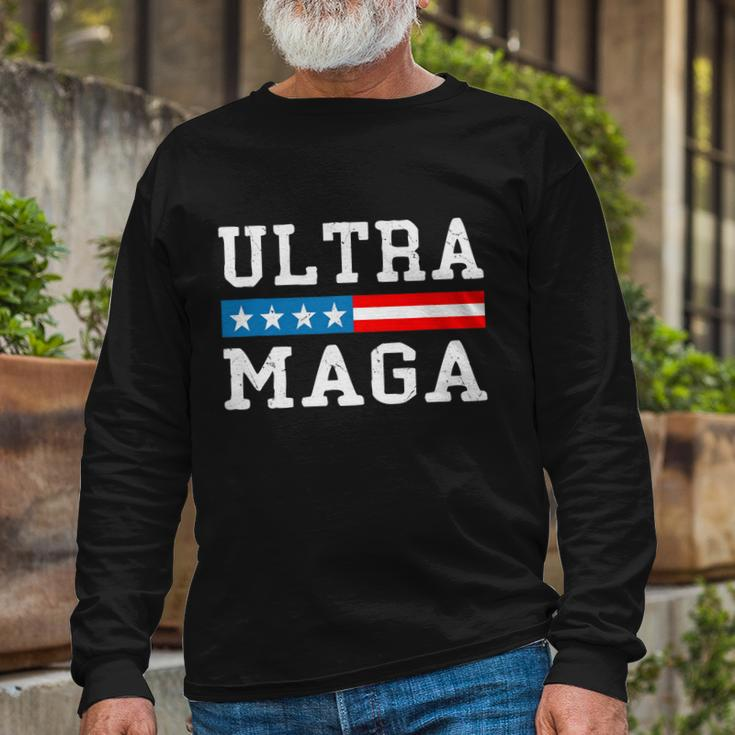 Ultra Mega Patriotic Trump 2024 Republicans American Flag Long Sleeve T-Shirt Gifts for Old Men